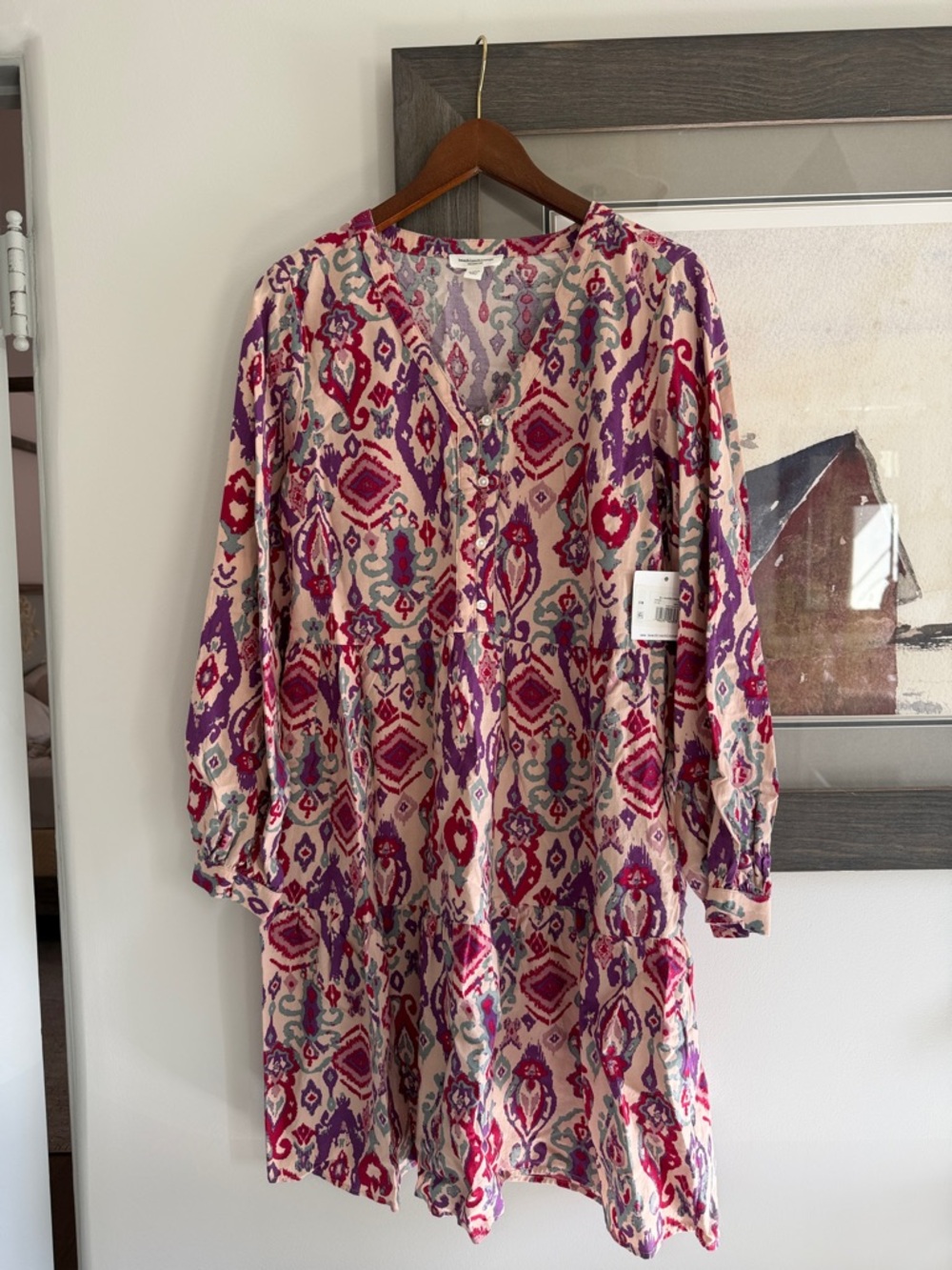 beachlunchlounge Pink & Purple Long-Sleeve Boho Dress